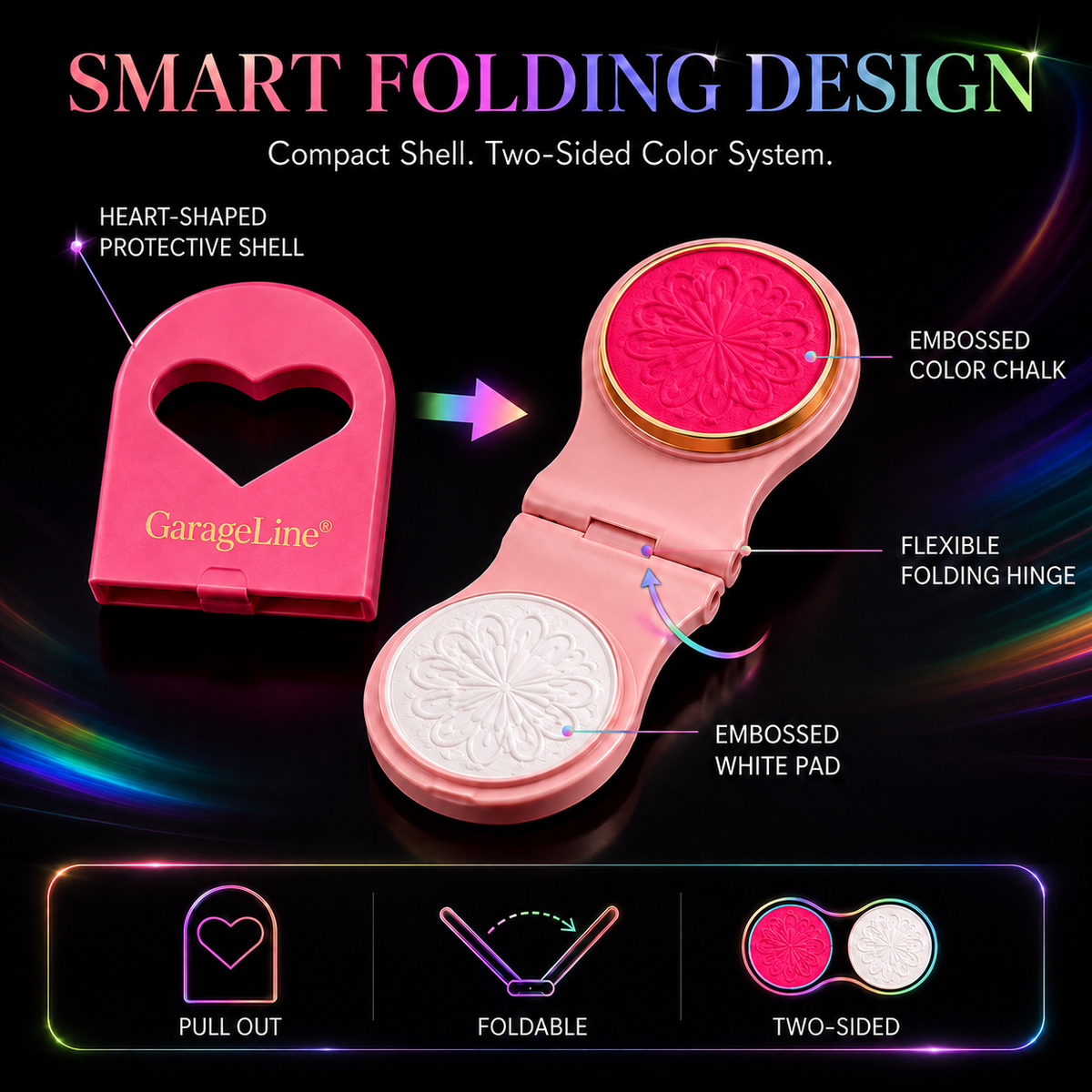 🔥Jurevon™ GlowColor 3-in-1 Temporary Hair Color Chalk – Instant Washable Hair Color with Luminous Glow Effects for Parties, Festivals & Special Events