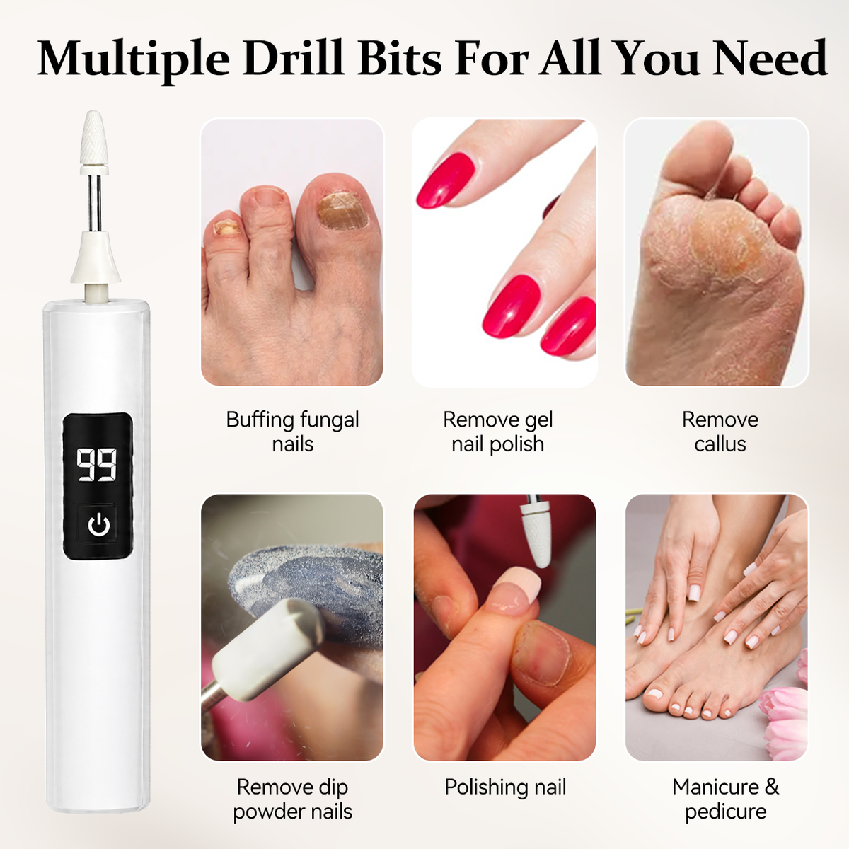 Jurevon® Professional Electric Nail Drill Kit – Digital Speed Manicure & Pedicure System