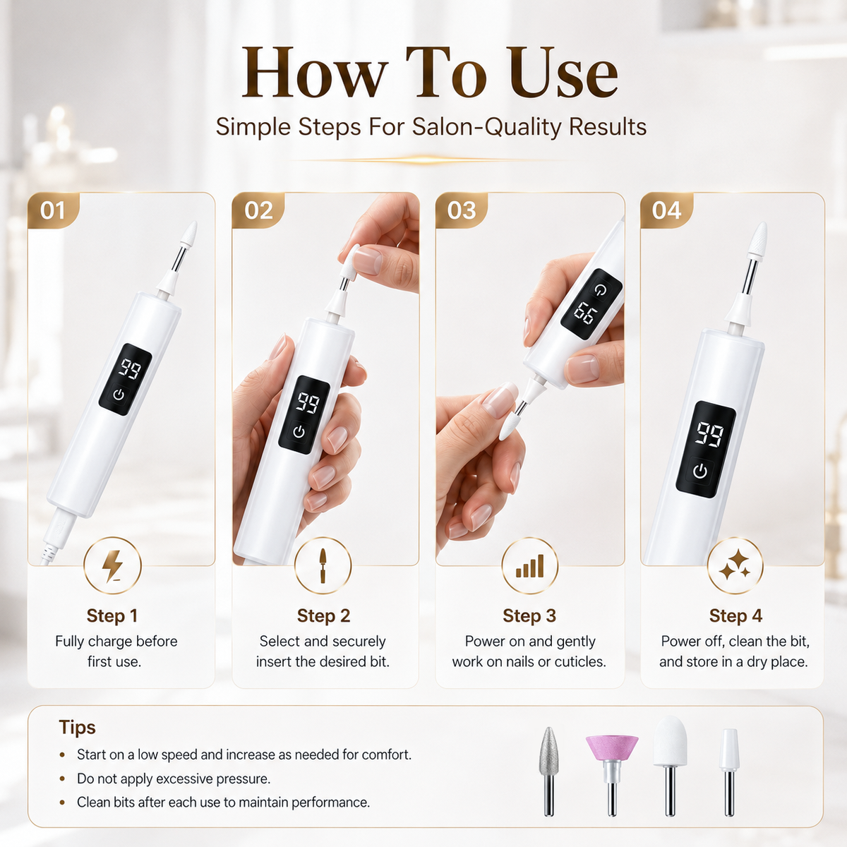 Jurevon® Professional Electric Nail Drill Kit – Digital Speed Manicure & Pedicure System