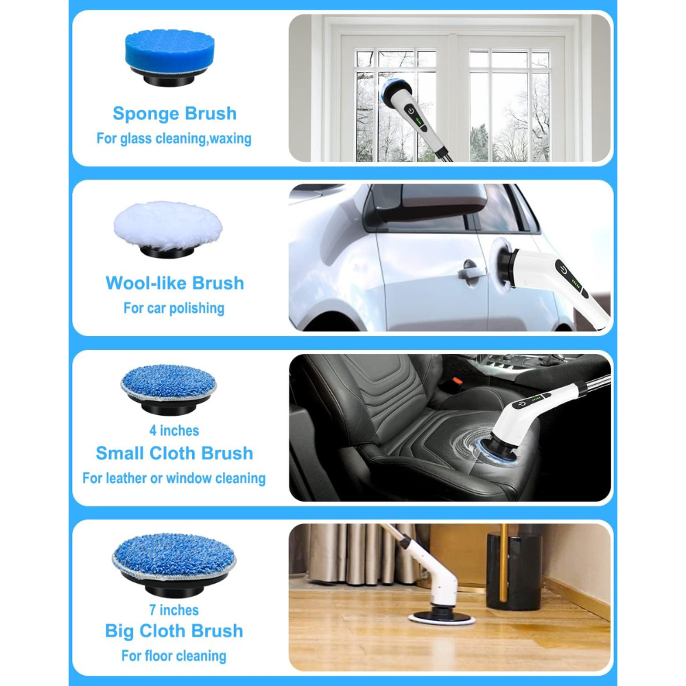 🌀 Jurevon® 9-in-1 Cordless Electric Spin Scrubber with 12–54" Extendable Handle for Bathroom, Kitchen & Floors ✨