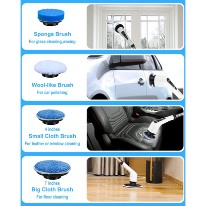 🌀 Jurevon® 9-in-1 Cordless Electric Spin Scrubber with 12–54" Extendable Handle for Bathroom, Kitchen & Floors ✨