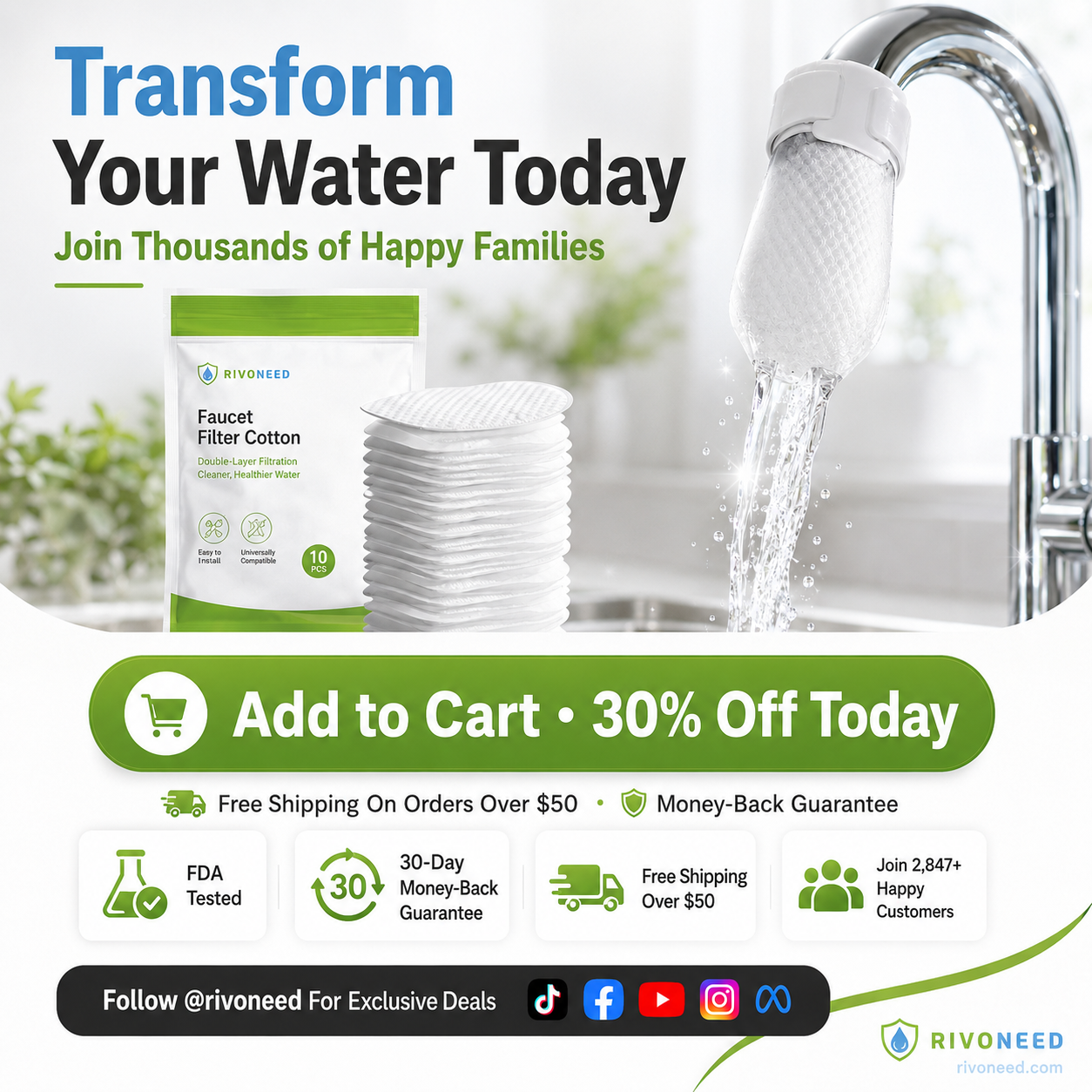 ⏰ Limited Stock! ⚡60% OFF 💧50K+ SOLD! 💥 Jurevon® Anti-Splash Faucet Filter for Sediment & Rust Removal