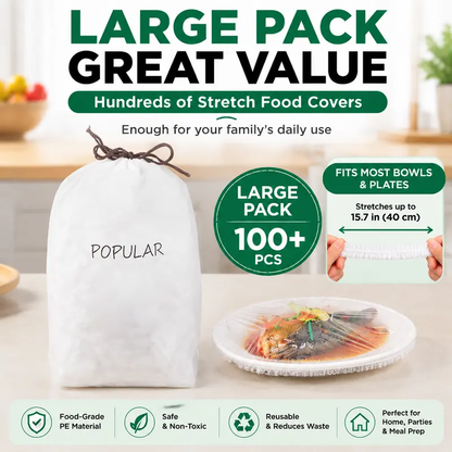 🏅 OFFICIAL 𝙅𝙪𝙧𝙚𝙫𝙤𝙣® STORE | 100PCS Stretch-to-Fit Food Covers for Bowls & Plates