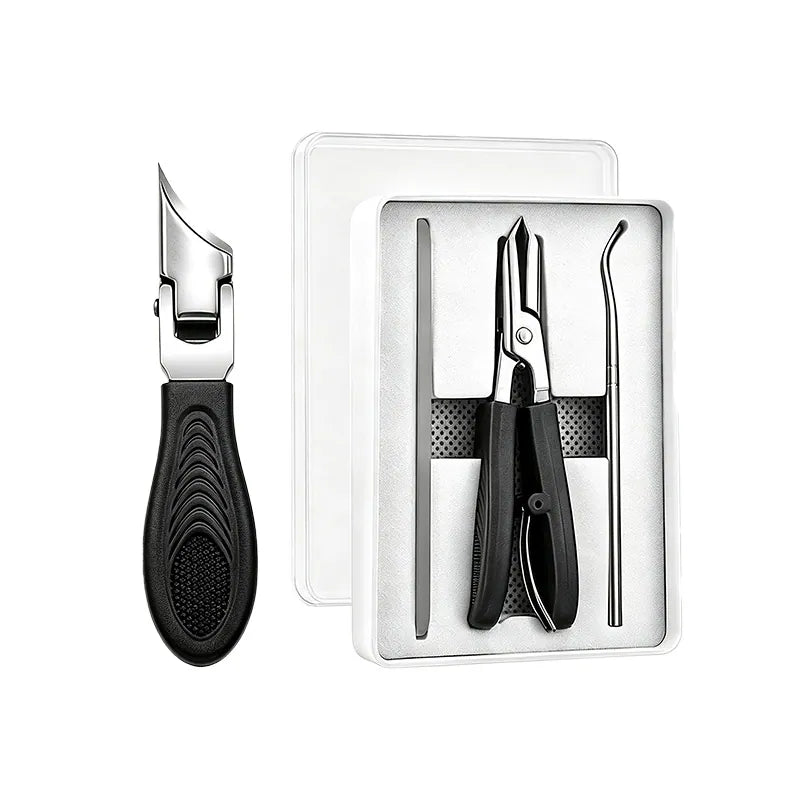 Eagle Beak Angled Nail Clippers 3-Piece Set (With Nail Lifter & File) — Podiatrist-Grade Thick & Ingrown Toenail Trimmer 🦶✂️