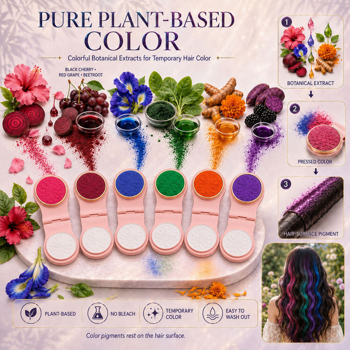 GarageLine® UV-Reactive Temporary Hair Chalk — Instant Color by Day, Glow Under Party Lights