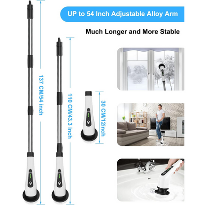 🌀 Jurevon® 9-in-1 Cordless Electric Spin Scrubber with 12–54" Extendable Handle for Bathroom, Kitchen & Floors ✨