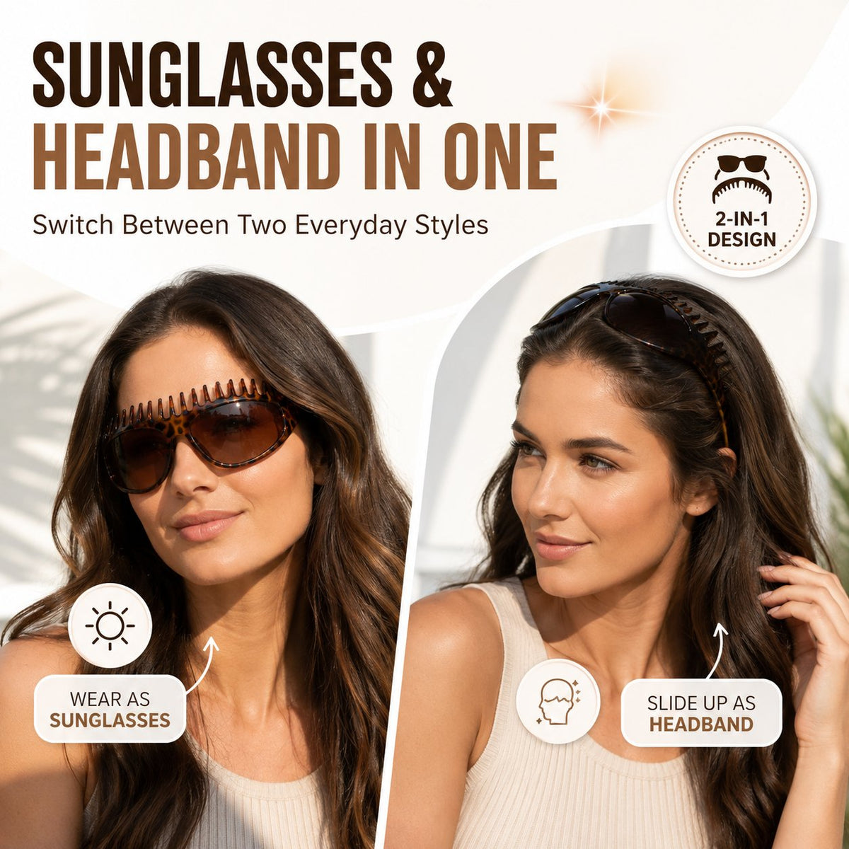 Jurevon®2-in-1 Tortoiseshell Headband & Sunglasses