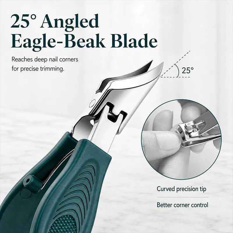 Eagle Beak Angled Nail Clippers 3-Piece Set (With Nail Lifter & File) — Podiatrist-Grade Thick & Ingrown Toenail Trimmer 🦶✂️