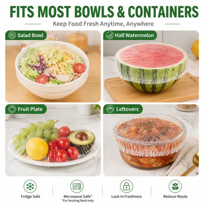 🏅 OFFICIAL 𝙅𝙪𝙧𝙚𝙫𝙤𝙣® STORE | 100PCS Stretch-to-Fit Food Covers for Bowls & Plates