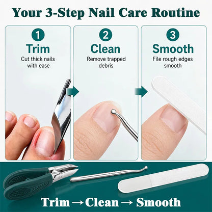 Eagle Beak Angled Nail Clippers 3-Piece Set (With Nail Lifter & File) — Podiatrist-Grade Thick & Ingrown Toenail Trimmer 🦶✂️