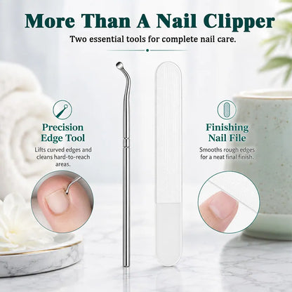 Eagle Beak Angled Nail Clippers 3-Piece Set (With Nail Lifter & File) — Podiatrist-Grade Thick & Ingrown Toenail Trimmer 🦶✂️