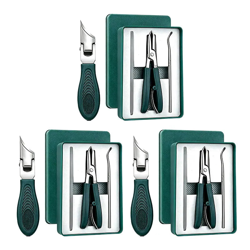 Eagle Beak Angled Nail Clippers 3-Piece Set (With Nail Lifter & File) — Podiatrist-Grade Thick & Ingrown Toenail Trimmer 🦶✂️