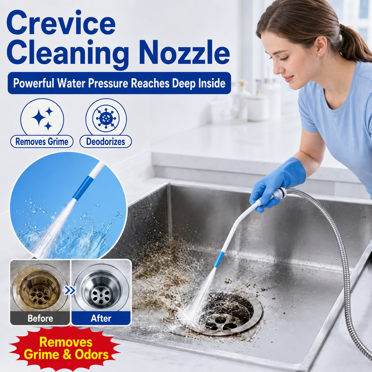 Jurevon®High-Pressure Cleaning Nozzle – Deep Reach Gap Sprayer