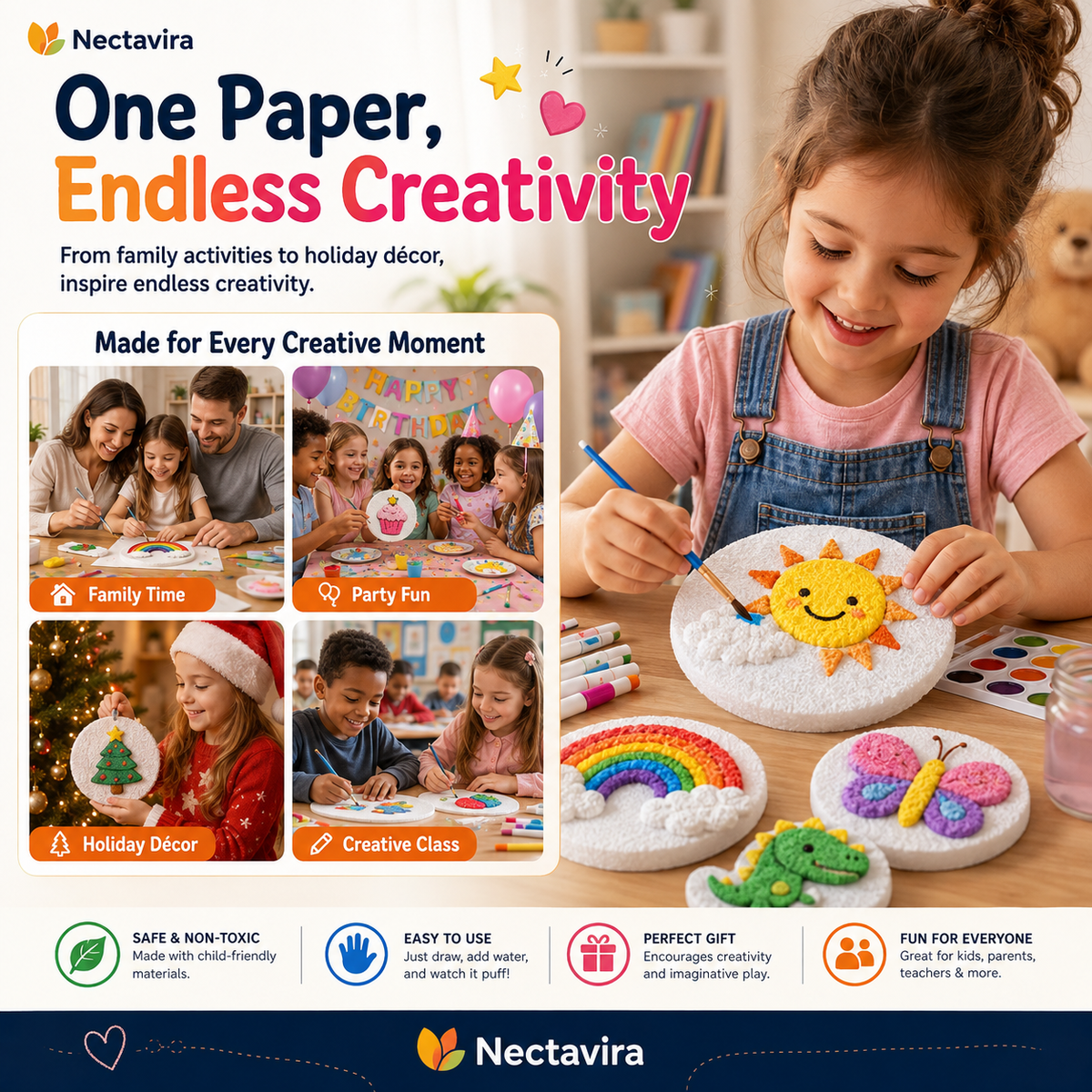 🎨 Nectavira® 3D Puffy Art Kit – Draw, Add Water & Watch It Puff!