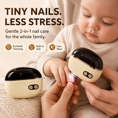 ⏰ 50% OFF Today Jurevon®2-in-1 Electric Nail Clipper & Polisher — Gentle Nail Care for Babies & Families