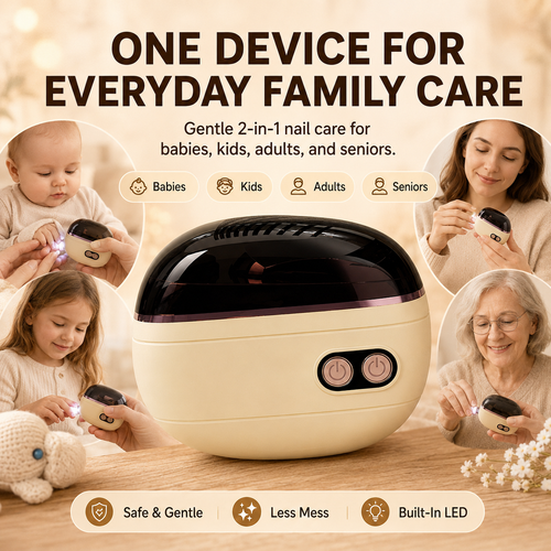 ⏰ 50% OFF Today Jurevon®2-in-1 Electric Nail Clipper & Polisher — Gentle Nail Care for Babies & Families