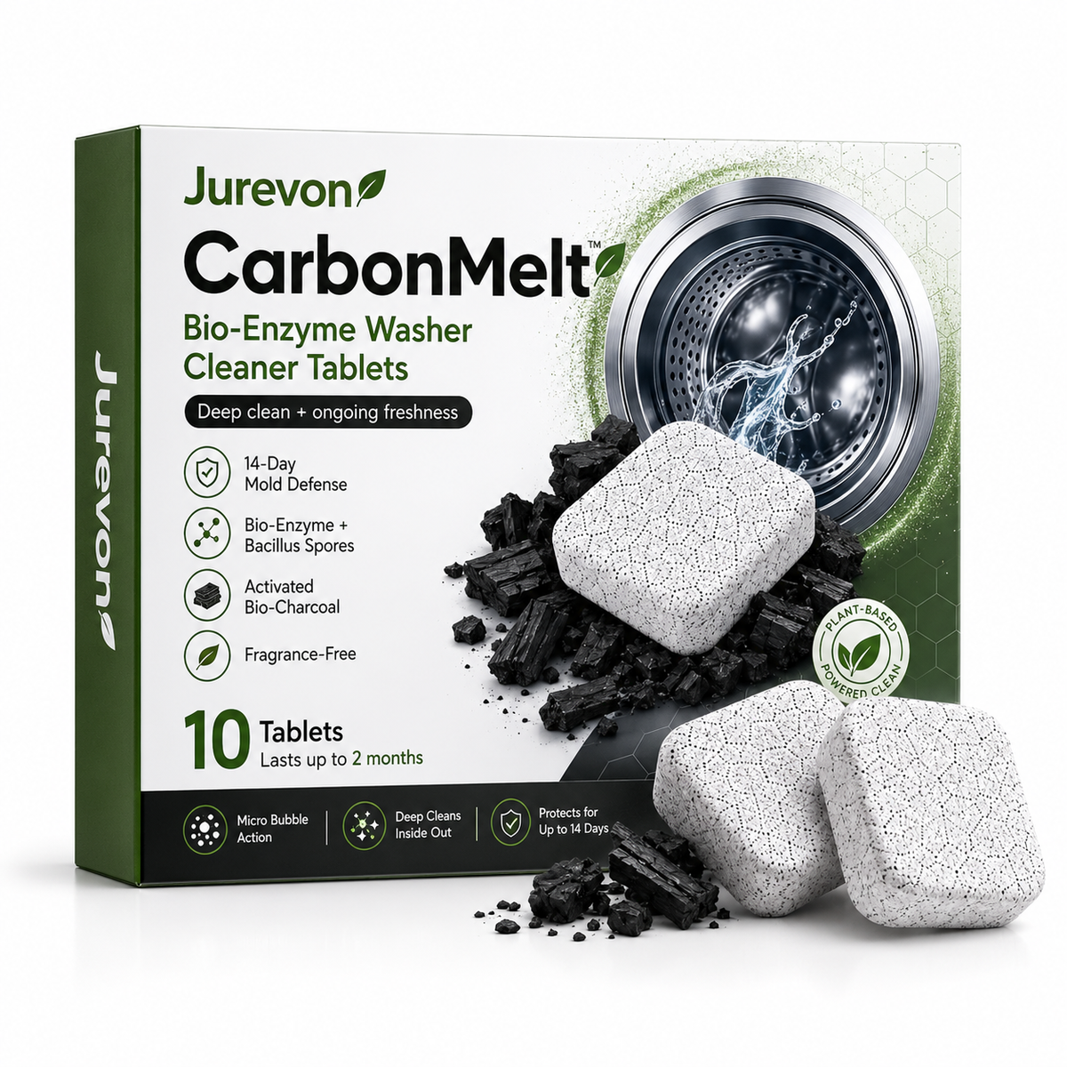Jurevon® CarbonMelt Bio-Enzyme Washer Cleaner Tablets