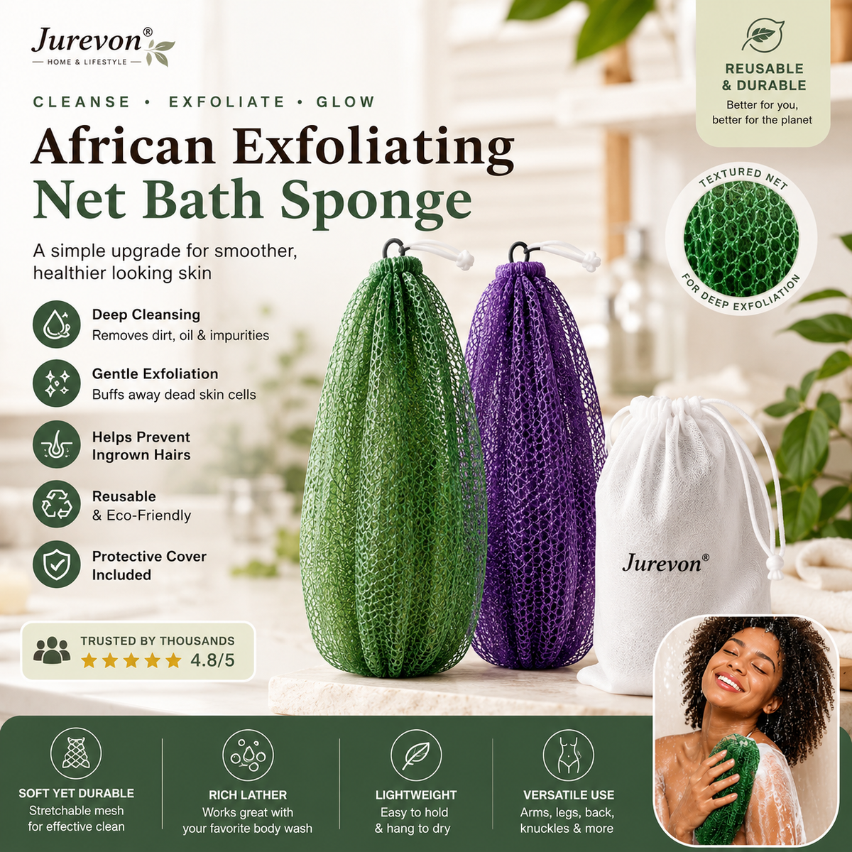 🛁 Authentic Exfoliating Body Scrub Towel – Deep Cleansing & Skin Smoothing