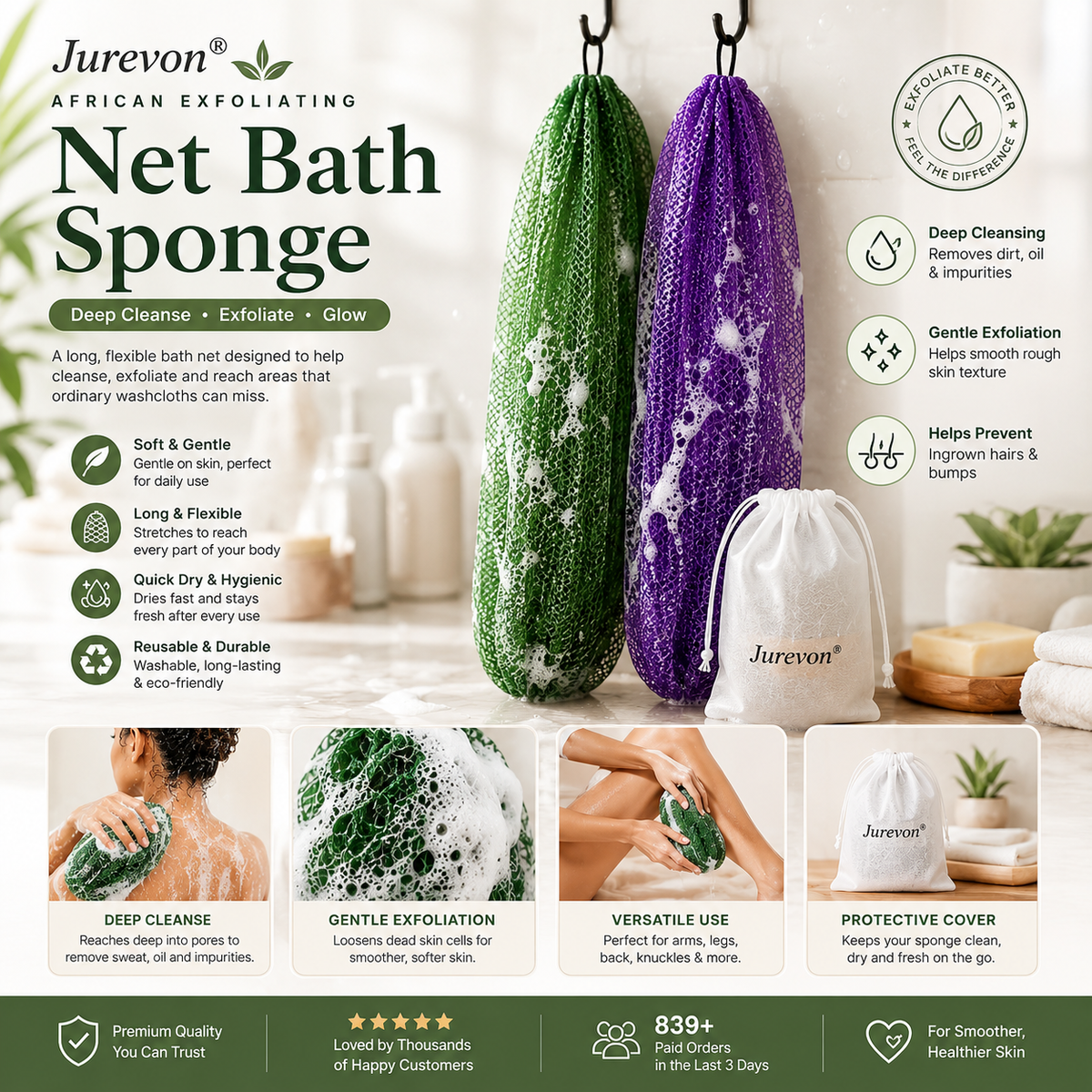 🛁 Authentic Exfoliating Body Scrub Towel – Deep Cleansing & Skin Smoothing