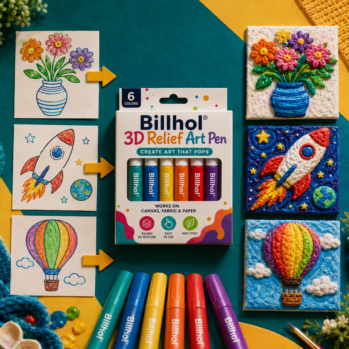 🎨✨ Exclusive 40% OFF Add-On — Jurevon™ 3D Relief Art Pens, Make Your Art Pop!