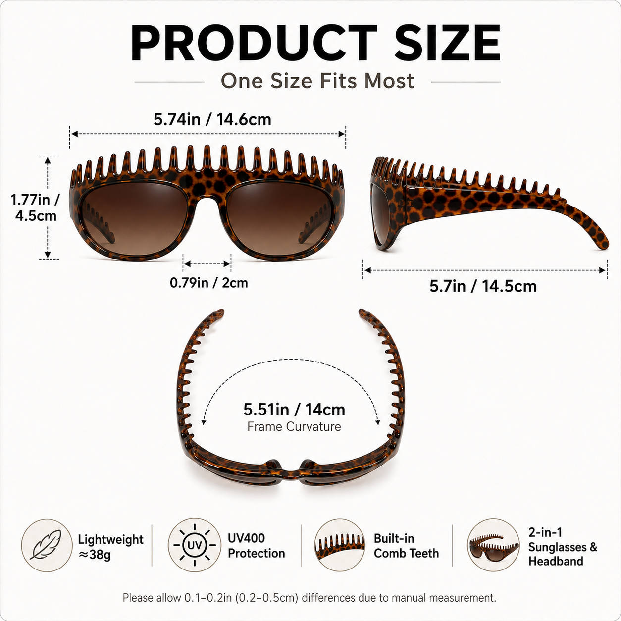 Jurevon® 2-In-1 Tortoiseshell Headband Sunglasses
