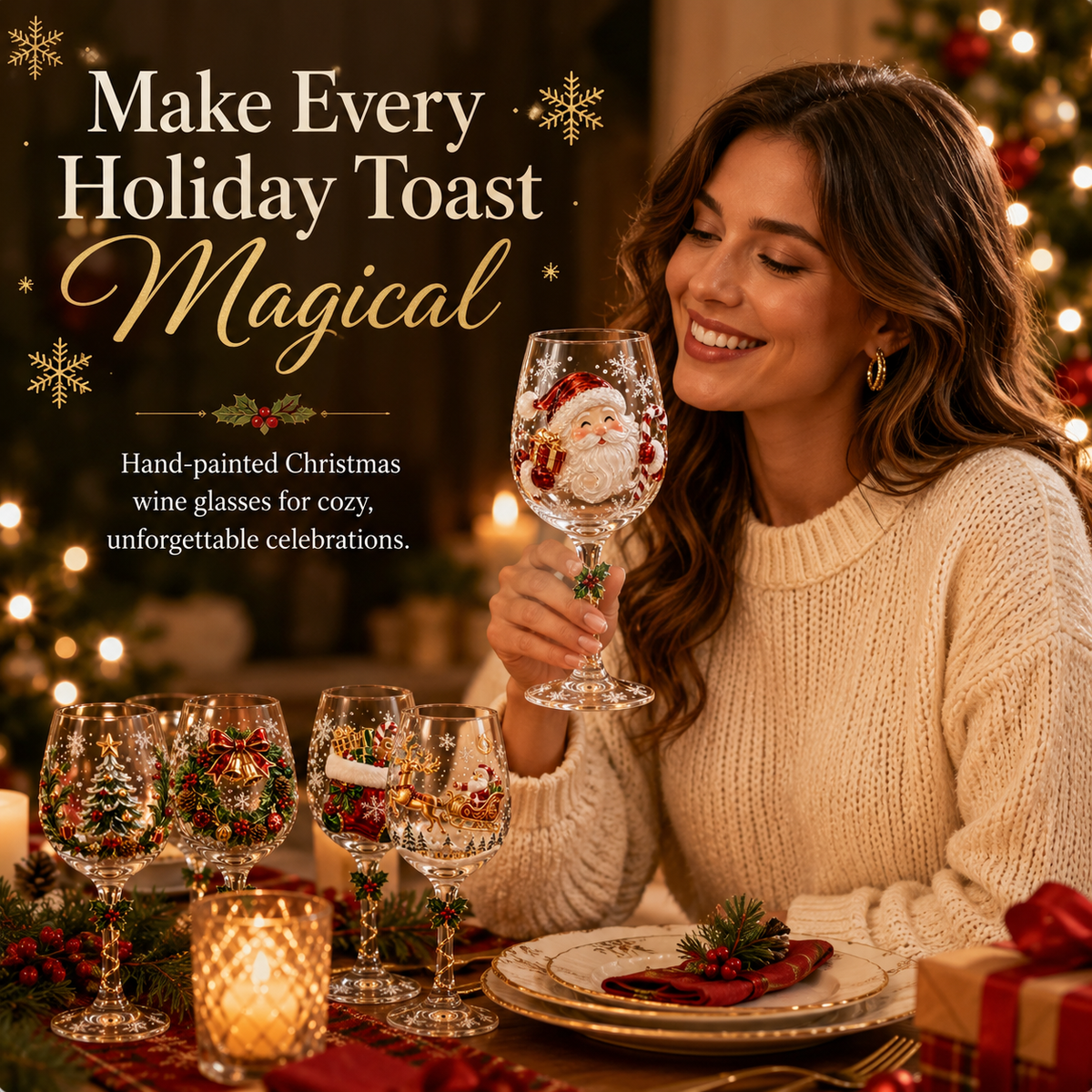 🎄🥂Christmas 3D Wine Glass Collection Gift Box Set