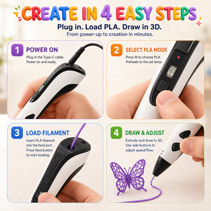 Jurevon® 3D Creator Pen Pro with OLED Display & Adjustable Speed