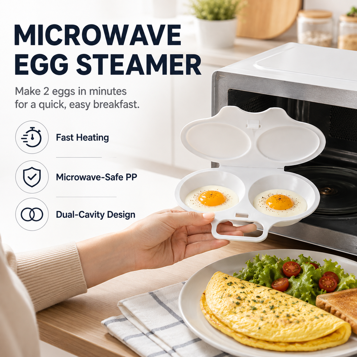 Jurevon®🍳Microwave Egg Poacher with Lid & Handle