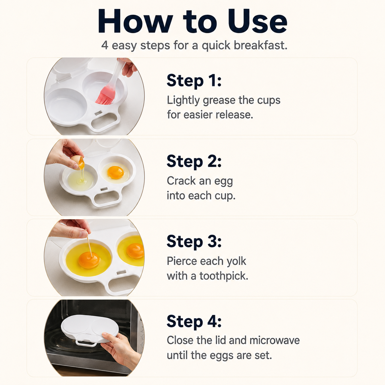 Jurevon®🍳Microwave Egg Poacher with Lid & Handle