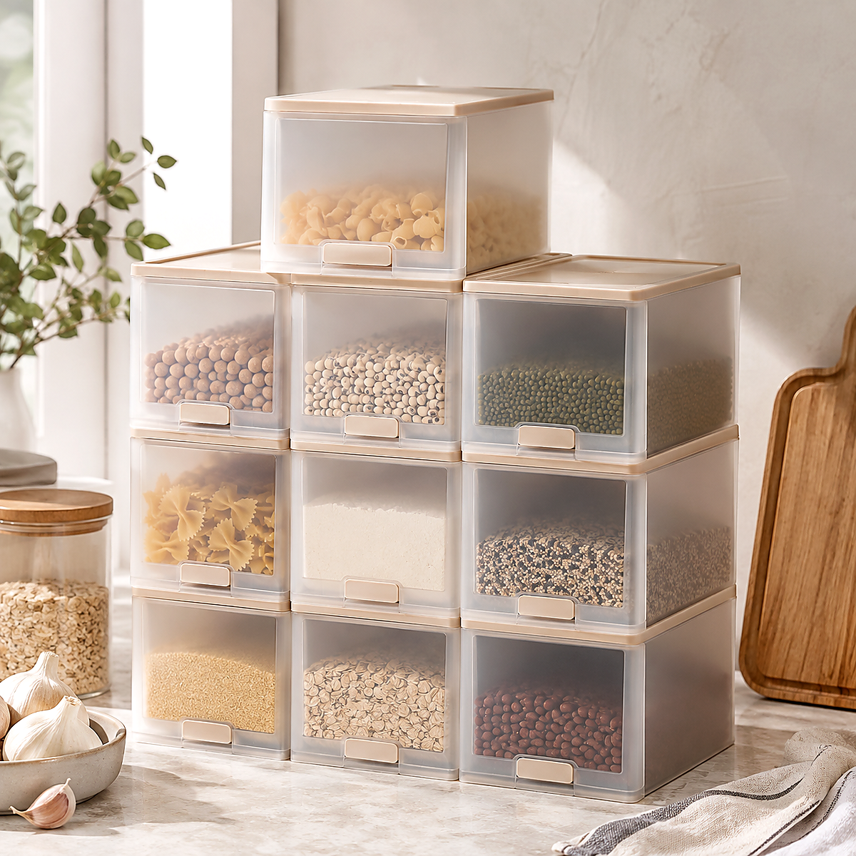Jurevon Pantry Stackable Storage Bins