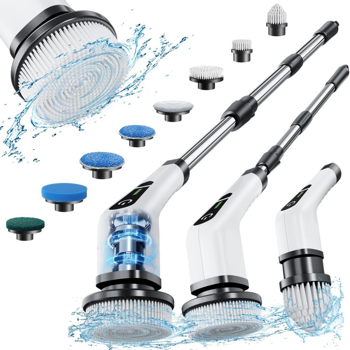 🌀 Jurevon® 9-in-1 Cordless Electric Spin Scrubber with 12–54" Extendable Handle for Bathroom, Kitchen & Floors ✨