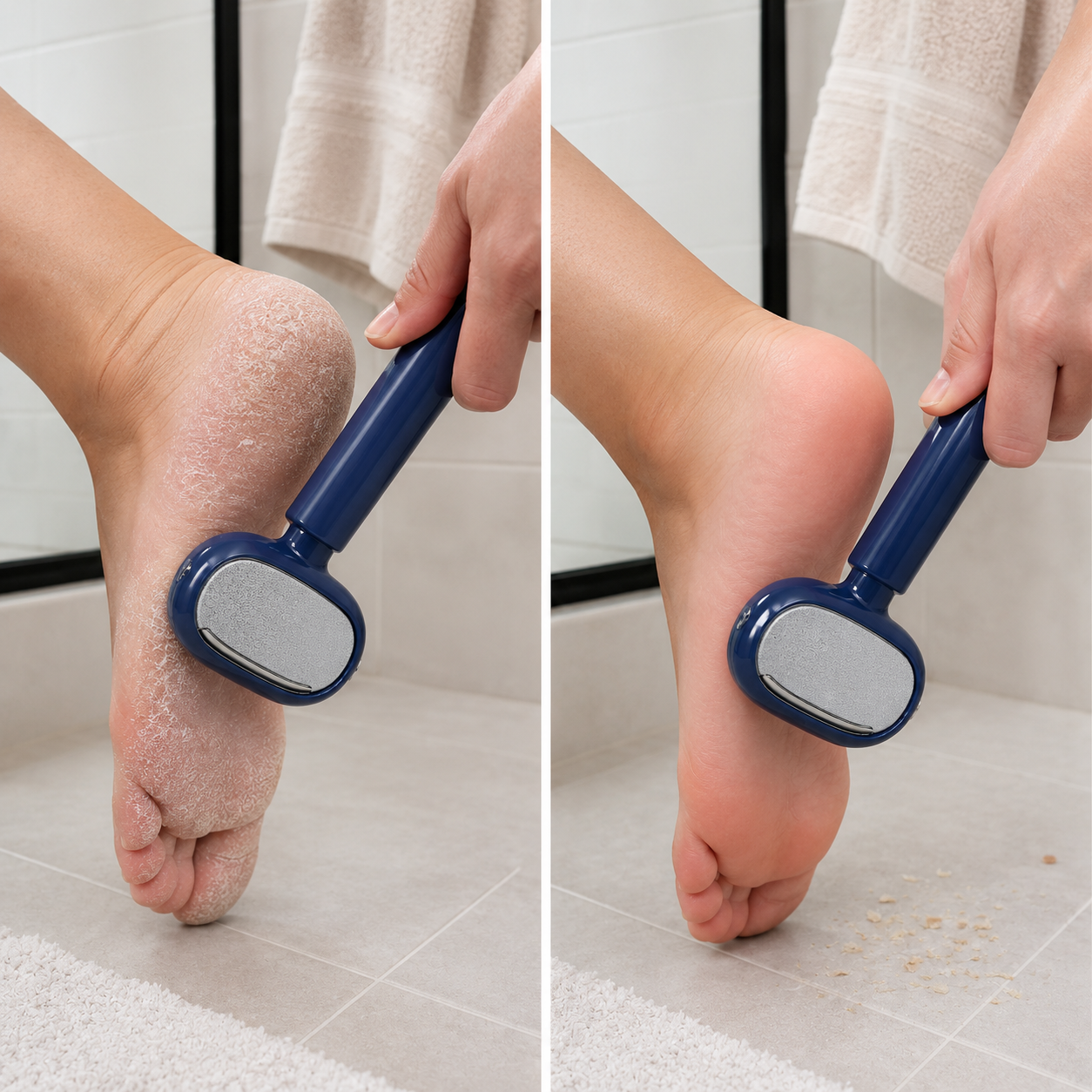 Foot exfoliator used on rough dry heel
