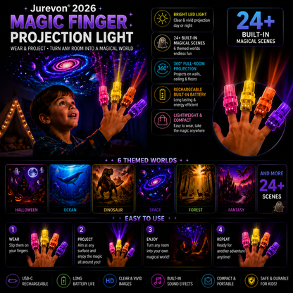 Jurevon® 2026 Halloween Magic Finger Projector – 24+ Spooky Scenes · 6 Magical Worlds