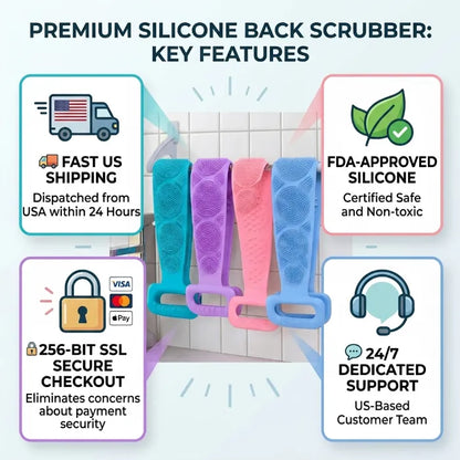 Ultra-Hygienic Silicone Back Scrubber & Massager – Gentle Exfoliation for Clear, Bacne-Free Skin