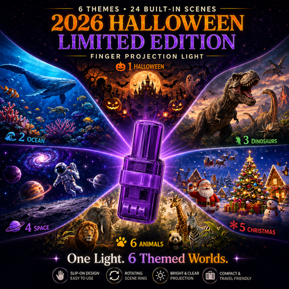 Jurevon® 2026 Halloween Magic Finger Projector – 24+ Spooky Scenes · 6 Magical Worlds