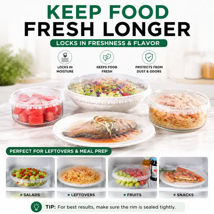 🏅 OFFICIAL 𝙅𝙪𝙧𝙚𝙫𝙤𝙣® STORE | 100PCS Stretch-to-Fit Food Covers for Bowls & Plates