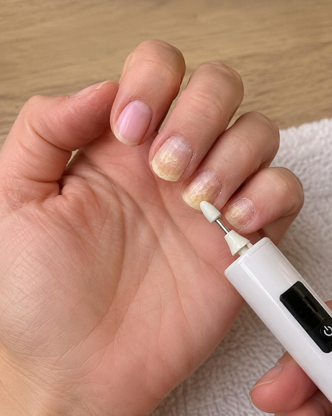 At-home fingernail care with nail drill