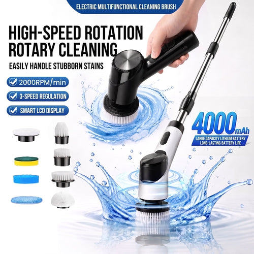 🌀 Jurevon® 9-in-1 Cordless Electric Spin Scrubber with 12–54" Extendable Handle for Bathroom, Kitchen & Floors ✨