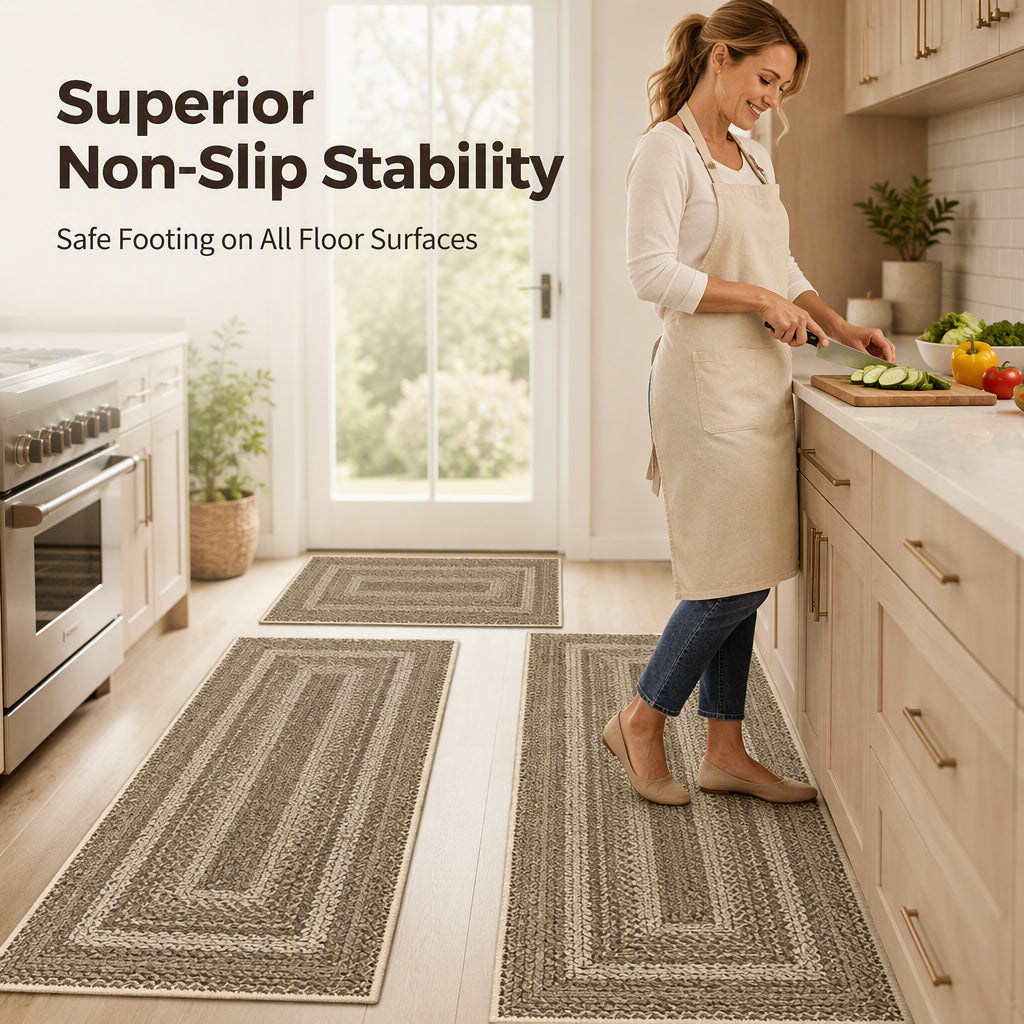 🍂 Elegant Woven Runner Rug – Durable Modern Non-Slip Runner for Hallway, Living Room, Kitchen & Entryway