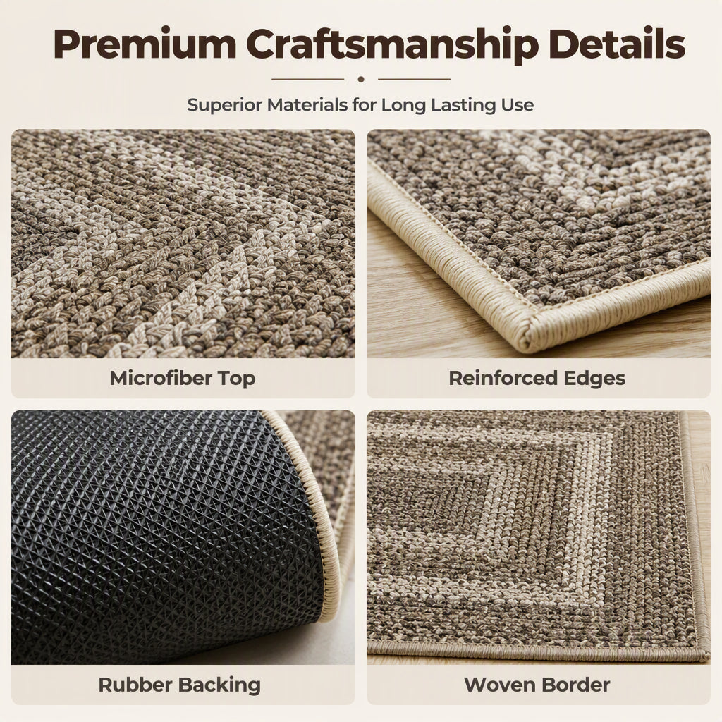 🍂 Elegant Woven Runner Rug – Durable Modern Non-Slip Runner for Hallway, Living Room, Kitchen & Entryway