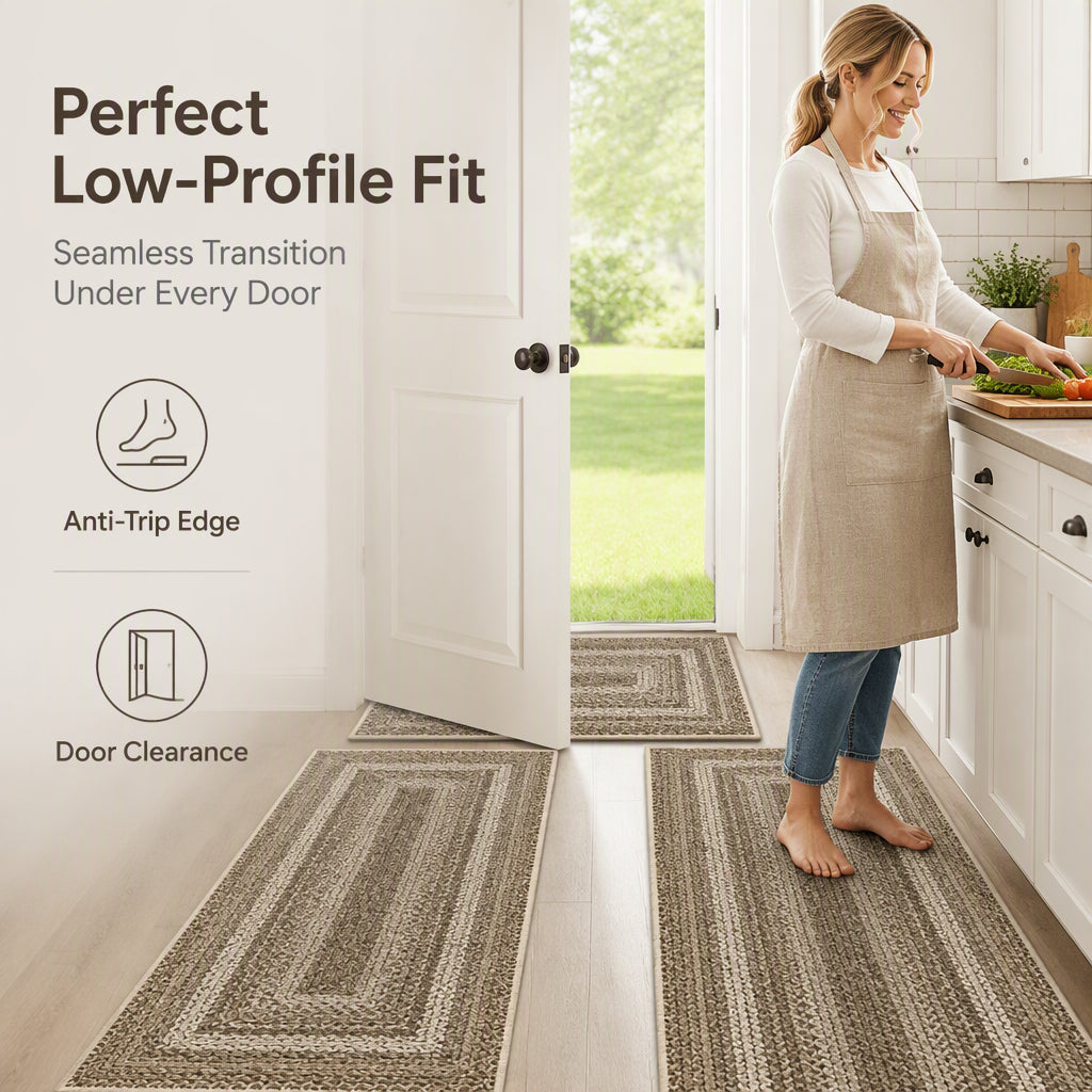 🍂 Elegant Woven Runner Rug – Durable Modern Non-Slip Runner for Hallway, Living Room, Kitchen & Entryway