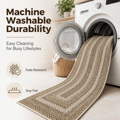 🍂 Elegant Woven Runner Rug – Durable Modern Non-Slip Runner for Hallway, Living Room, Kitchen & Entryway