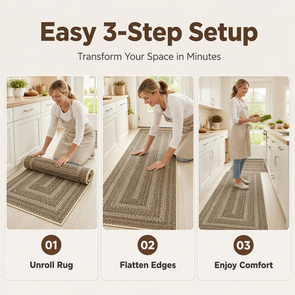 🍂 Elegant Woven Runner Rug – Durable Modern Non-Slip Runner for Hallway, Living Room, Kitchen & Entryway
