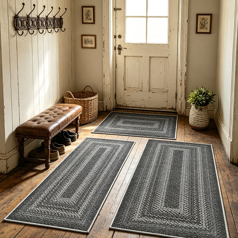 🍂 Elegant Woven Runner Rug – Durable Modern Non-Slip Runner for Hallway, Living Room, Kitchen & Entryway